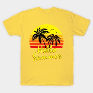 Hello Summer Retro Sunset T-Shirt